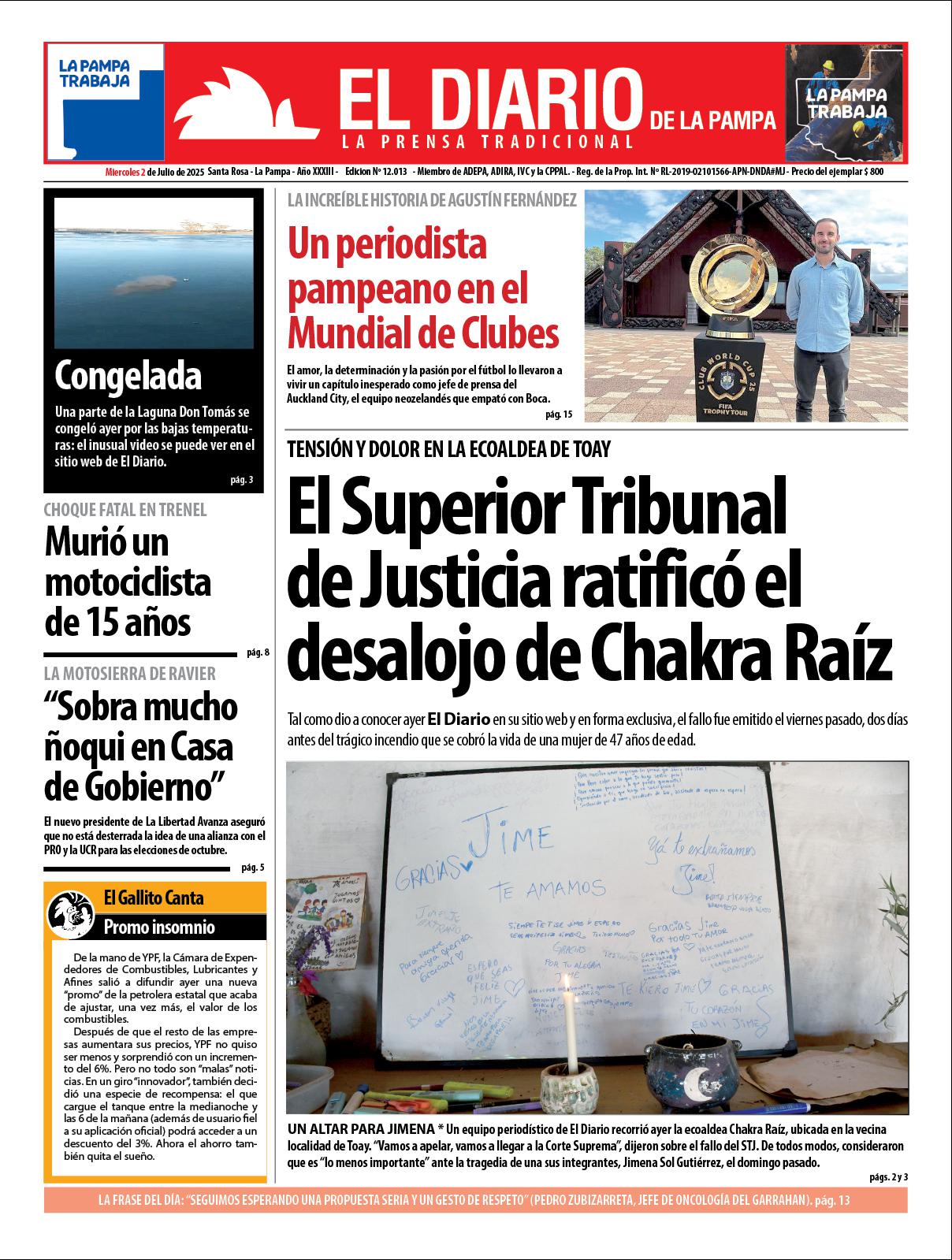 Tapa de El Diario en papel  mieacutercoles 02 de julio de 2025